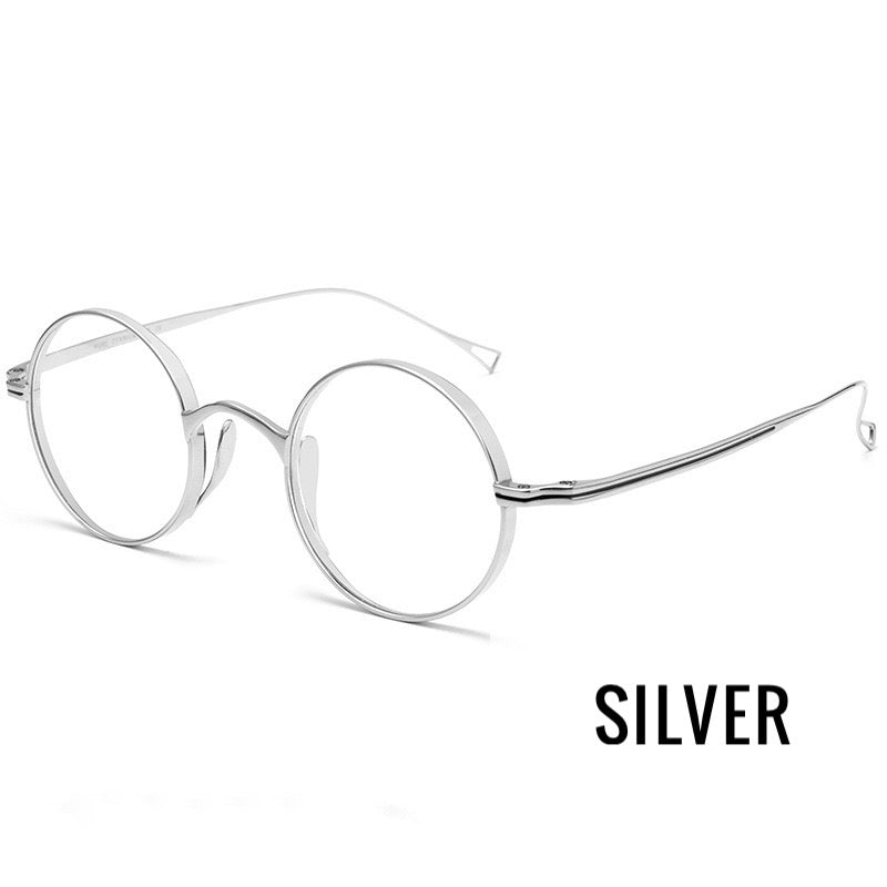 9818CK Retro Round Pure Titanium Eyeglasses