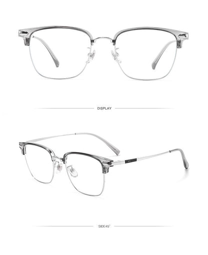 122616Y Lightweight Half Titanium Rectangle Eyeglasses – Unisex