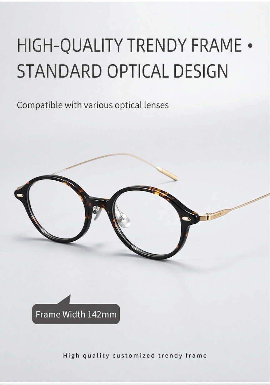 30906Y Lightweight Titanium Acetate Round Eyeglasses – Unisex