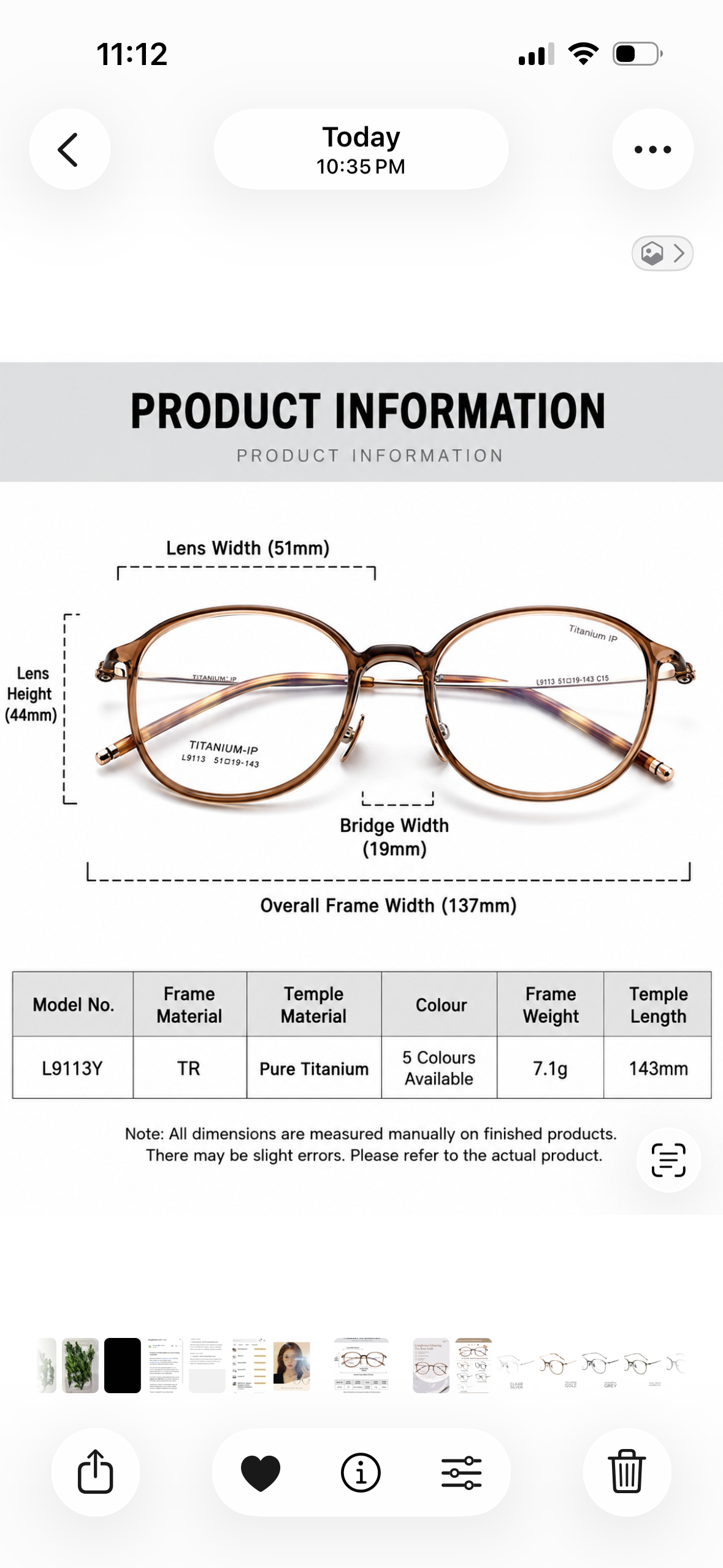 L9113Y Lightweight Titanium Round Prescription Eyeglasses