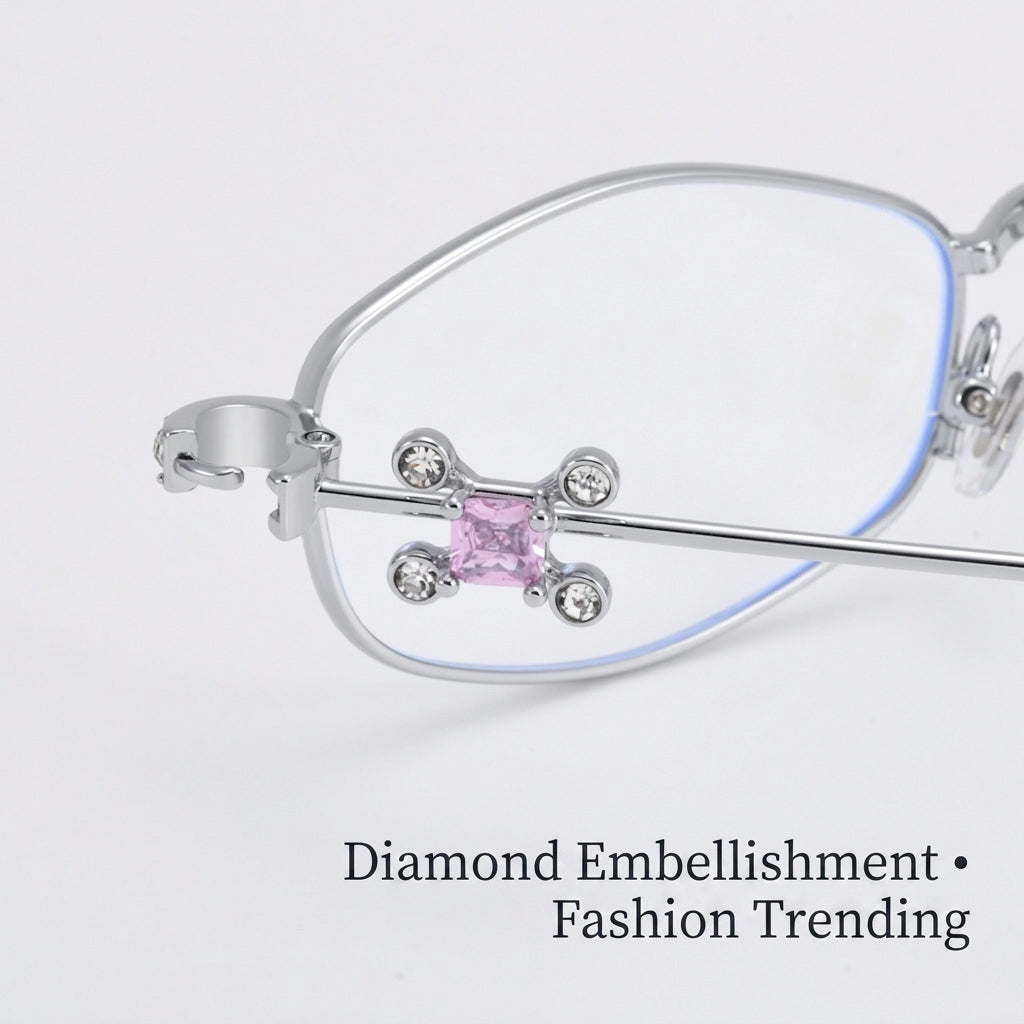 30915Y Elegant Crystal Detail Eyeglasses – Lightweight Metal Frame for Women