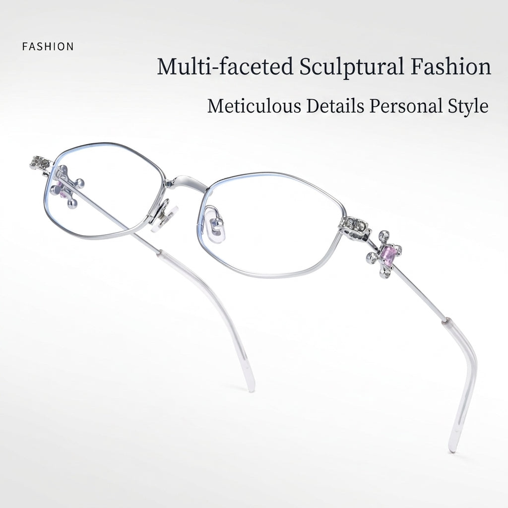 30915Y Elegant Crystal Detail Eyeglasses – Lightweight Metal Frame for Women