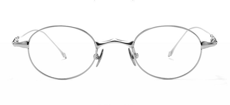 20899Y Oval Titanium & Metal Eyeglasses – 43mm Small Blue Light Glasses