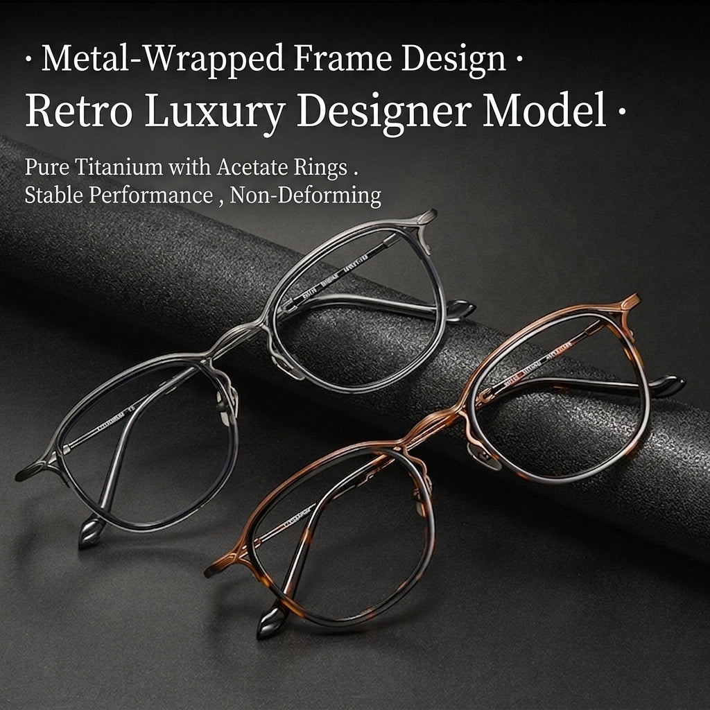 M3118 Lightweight Acetate & Titanium Round Eyeglasses