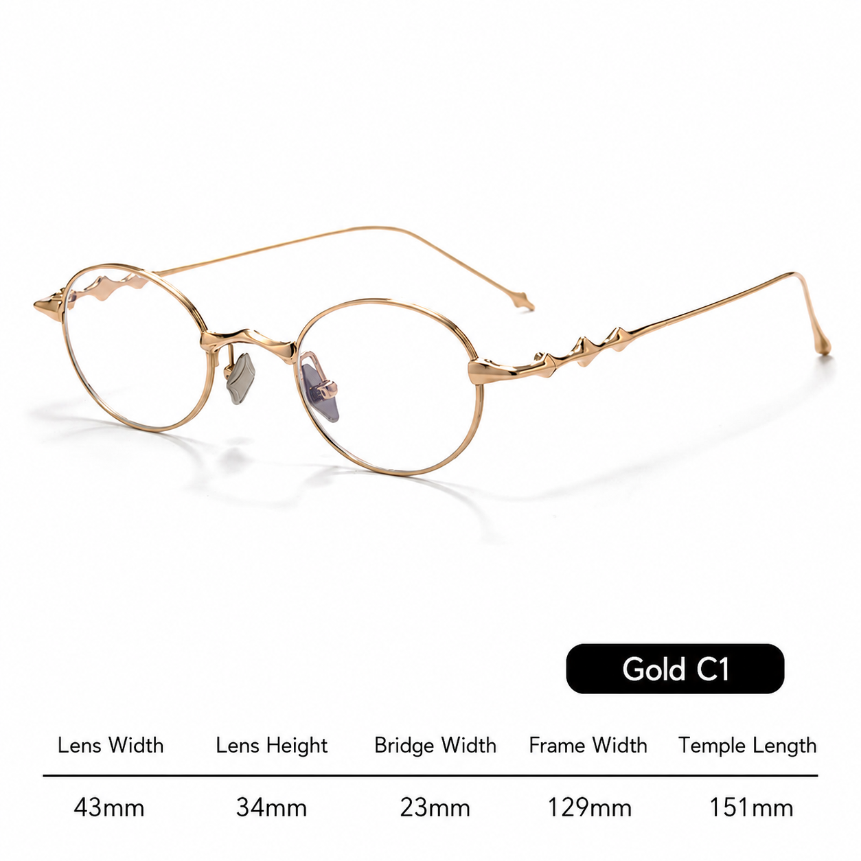 20899Y Oval Titanium & Metal Eyeglasses – 43mm Small Blue Light Glasses