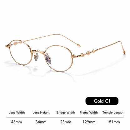 20899Y Oval Titanium & Metal Eyeglasses – 43mm Small Blue Light Glasses