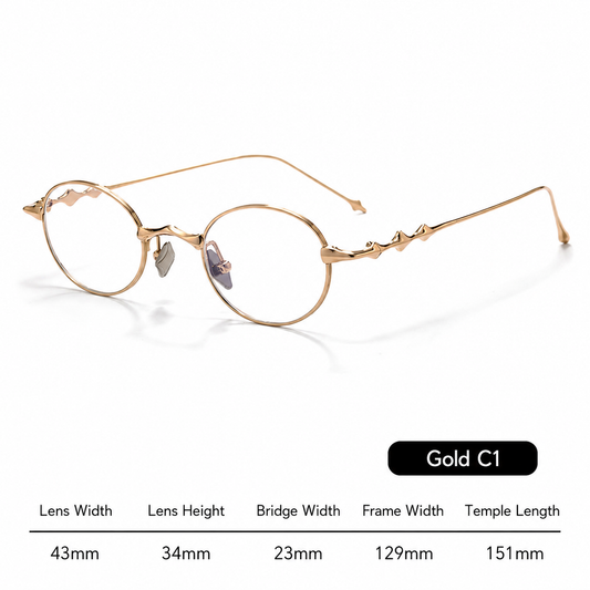 20899Y Oval Titanium & Metal Eyeglasses – 43mm Small Blue Light Glasses