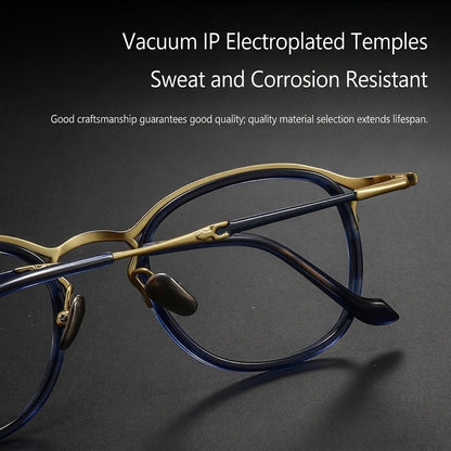 M3118 Lightweight Acetate & Titanium Round Eyeglasses