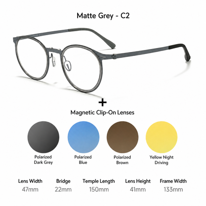 8868 Titanium Magnetic Clip-On Eyeglasses – Polarized Multi-Lens Frame (Copy)