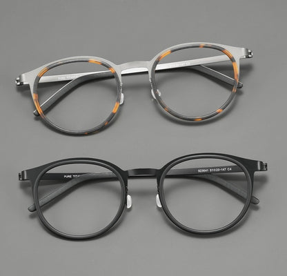 923641Y Round Acetate Titanium Eyeglasses – Lightweight Unisex Optical Frame
