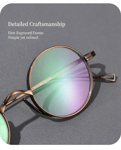 9818CK Retro Round Pure Titanium Eyeglasses
