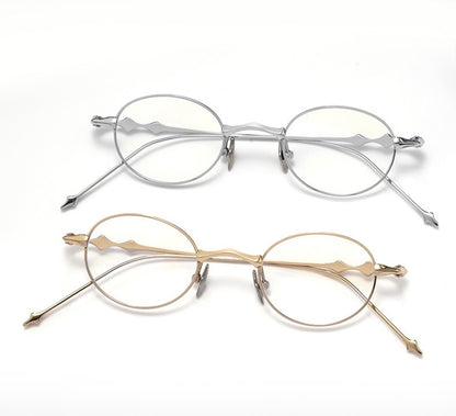 20899Y Oval Titanium & Metal Eyeglasses – 43mm Small Blue Light Glasses