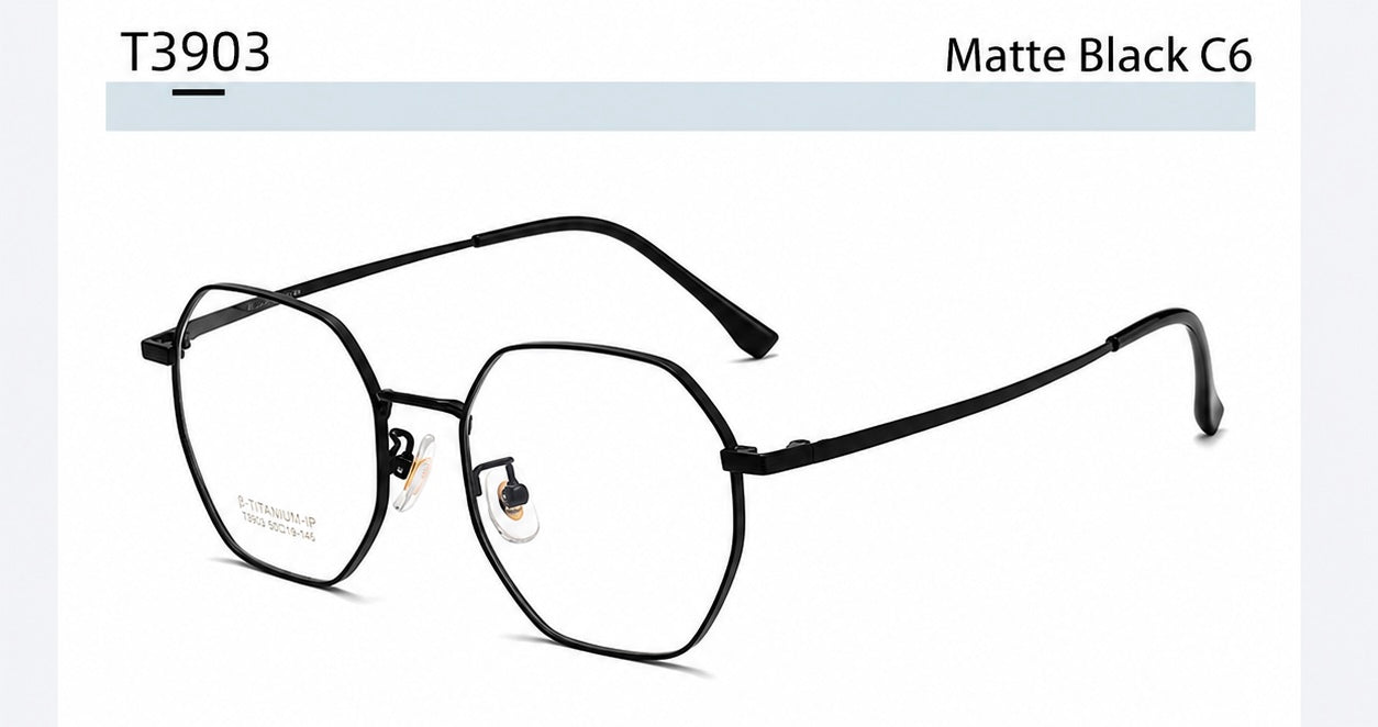 T3903 Lightweight Geometric β-Titanium Eyeglasses – 50mm