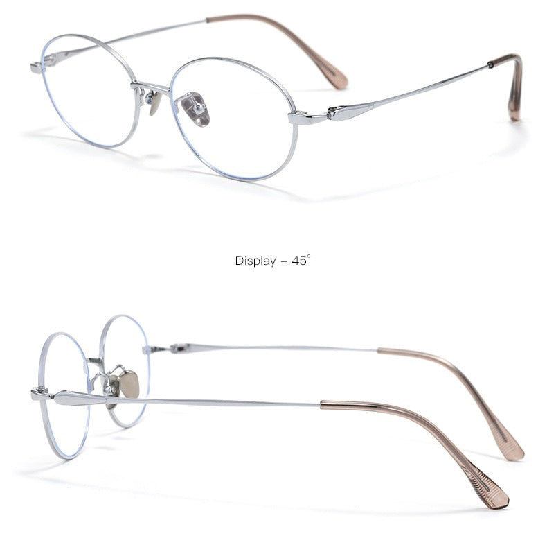 PT08165 Lightweight Titanium Oval Eyeglasses – Unisex 52mm Metal Frame