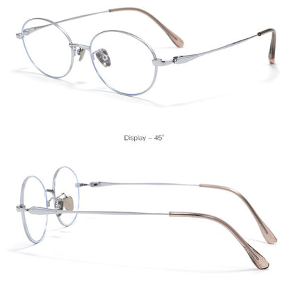 PT08165 Lightweight Titanium Oval Eyeglasses – Unisex 52mm Metal Frame