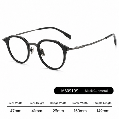 M80910S Lightweight Round Eyeglasses – TR & Titanium Combination Frame