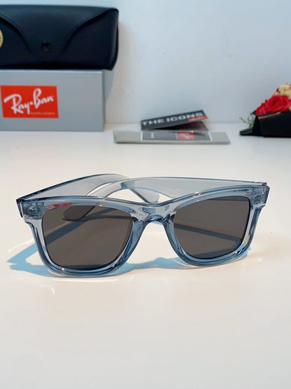 BR 0502 S Reverse Concave Lens Square Sunglasses – Transparent Ice Blue
