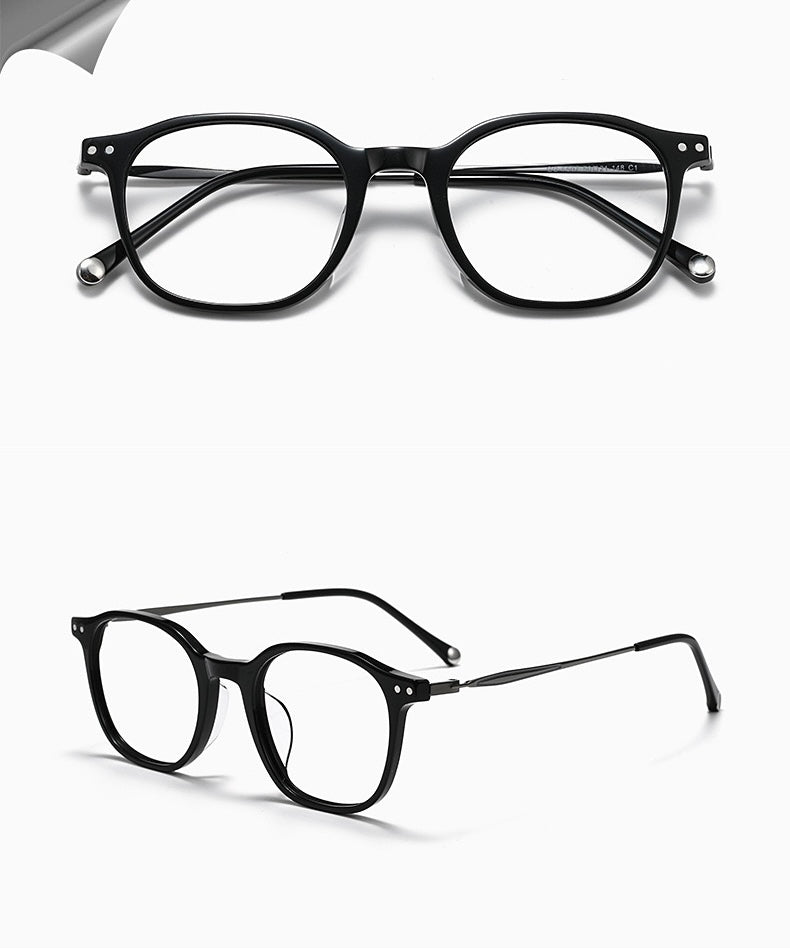 GG507F Acetate & Titanium Retro Eyeglasses – Lightweight Unisex Optical Frame