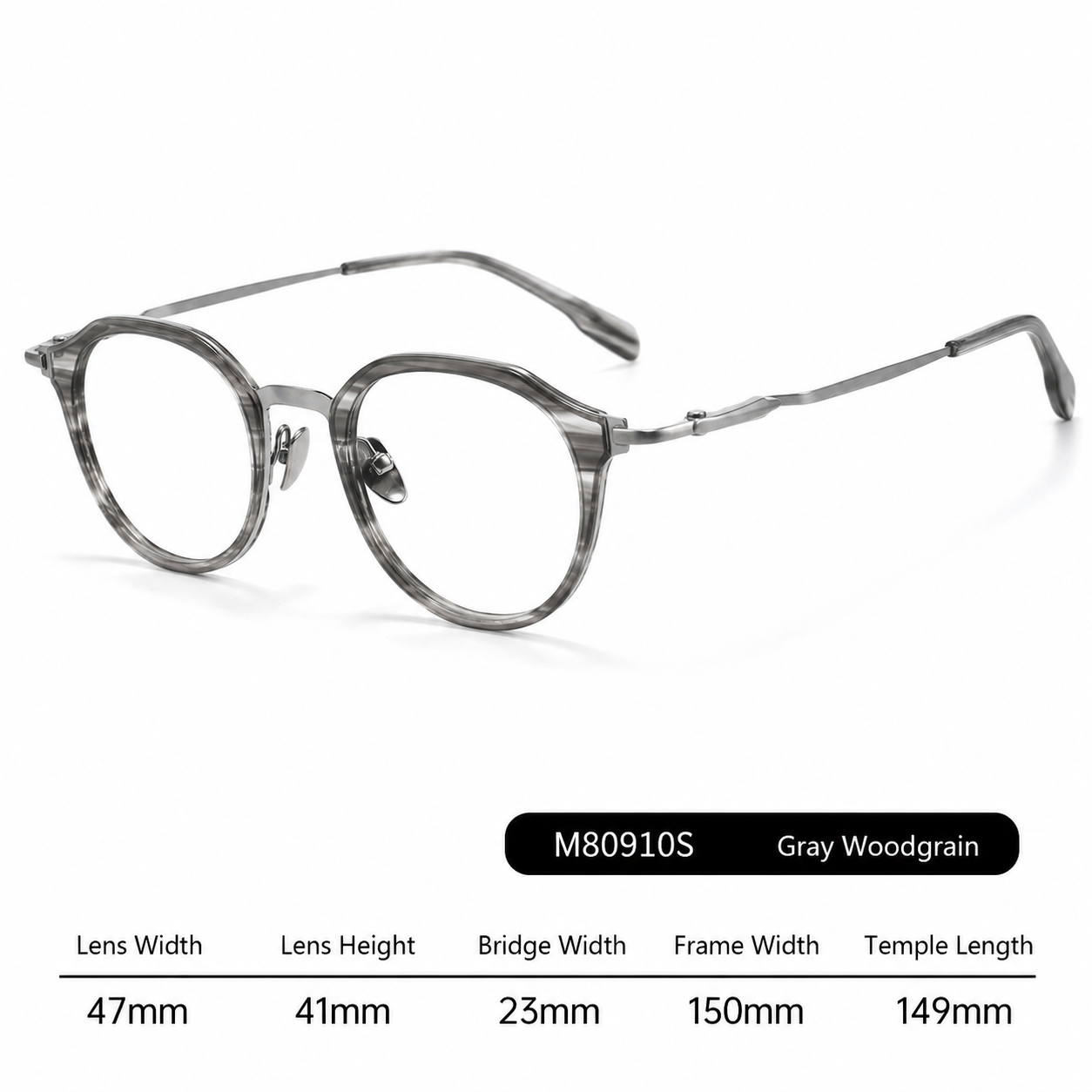 M80910S Lightweight Round Eyeglasses – TR & Titanium Combination Frame