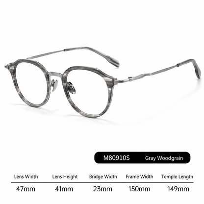 M80910S Lightweight Round Eyeglasses – TR & Titanium Combination Frame