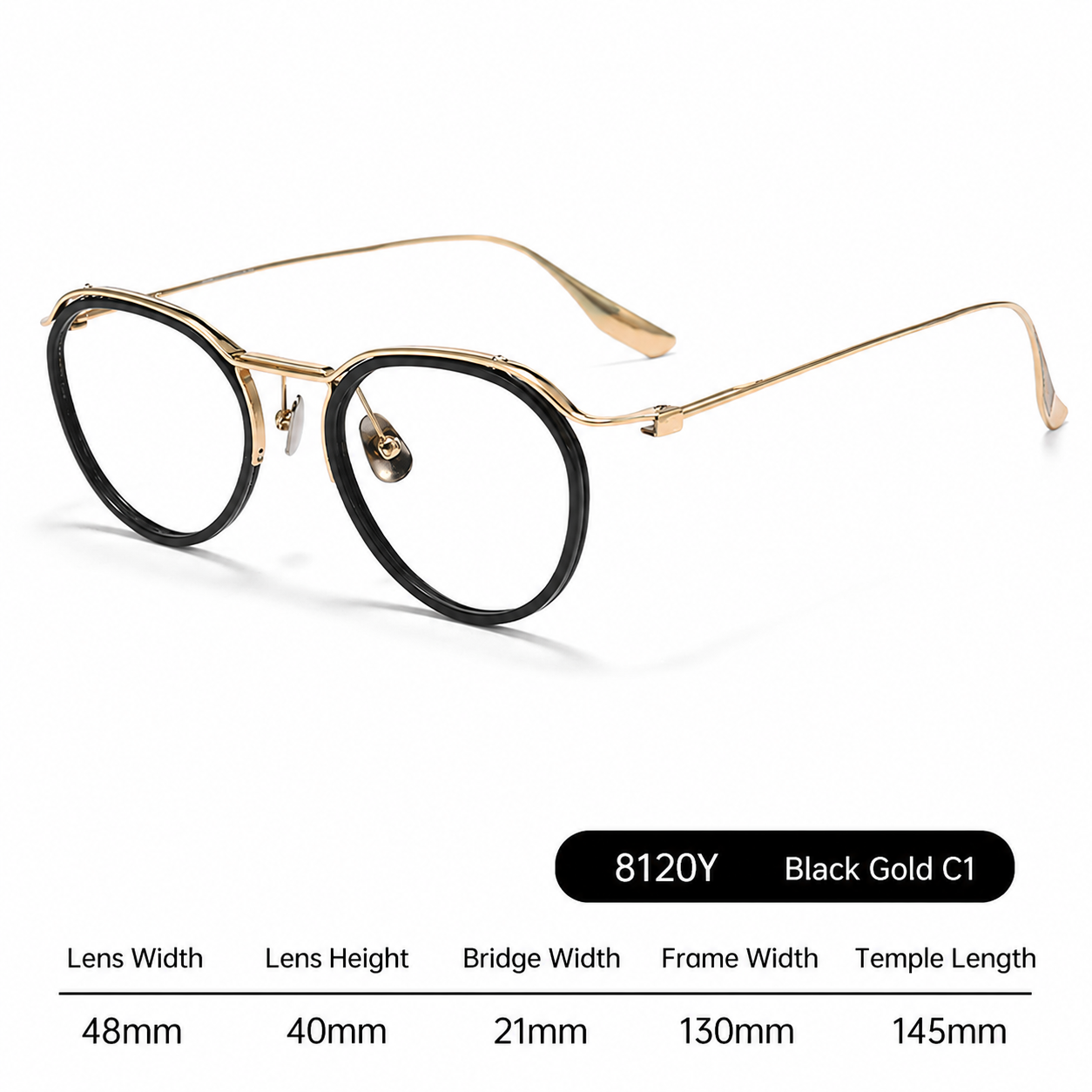 8120Y Pure Titanium Round Eyeglasses with Blue Light Blocking Lens – Lightweight Vintage Optical Frame