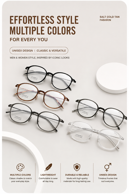 L9113Y Lightweight Titanium Round Prescription Eyeglasses