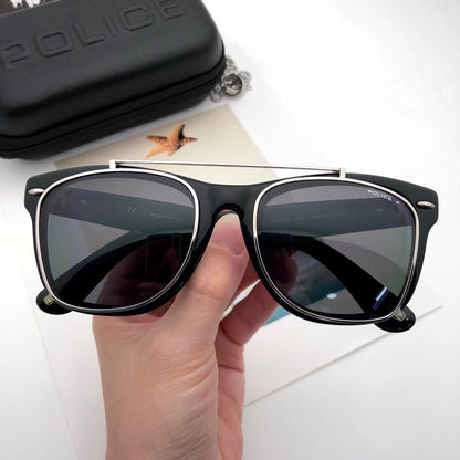 S’1931G Square Optical Frame with Polarized Clip-On Sunglasses – 53mm