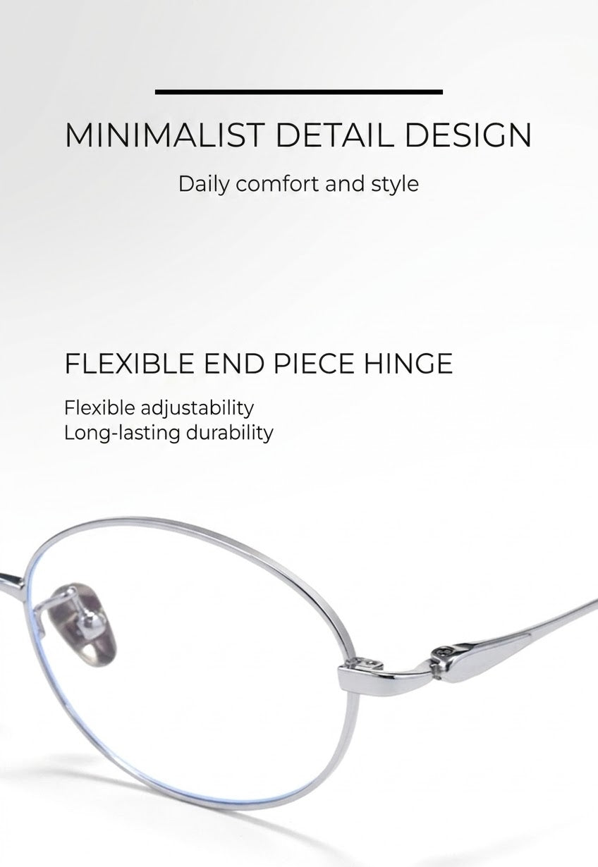 PT08165 Lightweight Titanium Oval Eyeglasses – Unisex 52mm Metal Frame