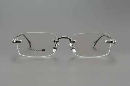 CH2072 Rimless Rectangle Titanium Optical Glasses – Unisex Lightweight Frame