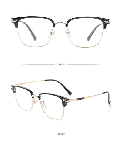 122616Y Lightweight Half Titanium Rectangle Eyeglasses – Unisex
