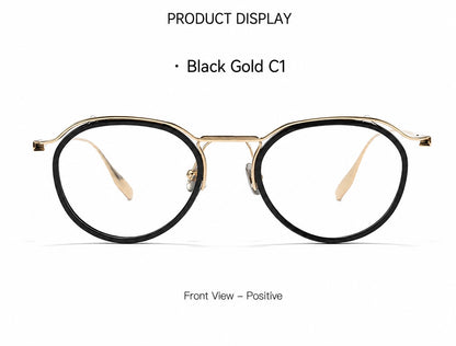 8120Y Pure Titanium Round Eyeglasses with Blue Light Blocking Lens – Lightweight Vintage Optical Frame