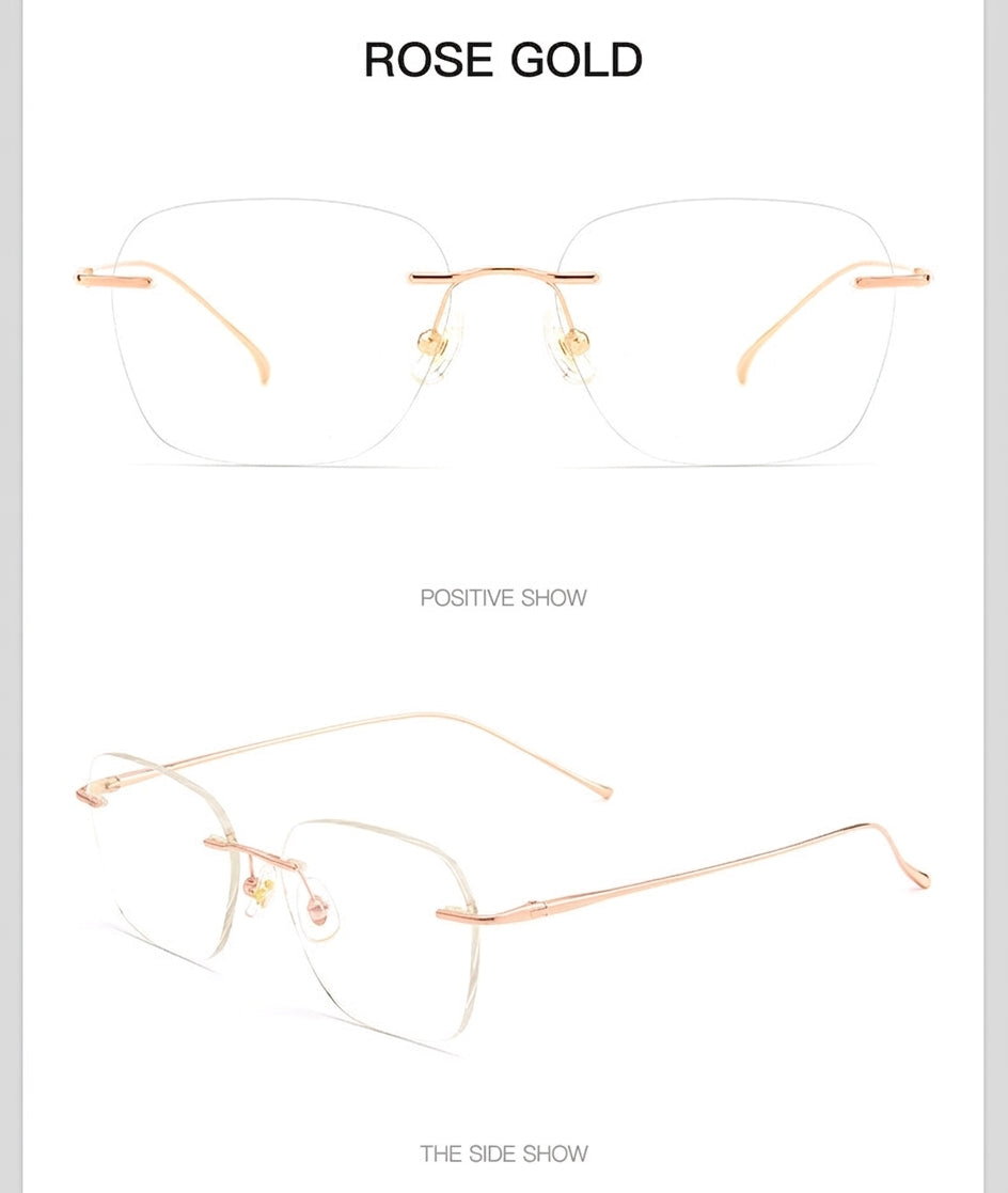 8978WK Pure Titanium Rimless Eyeglasses – 57mm Blue Light Blocking Glasses