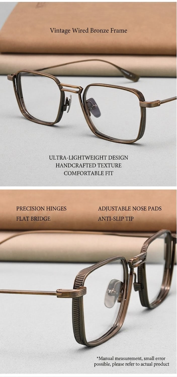 DTX125S Pure Titanium Square Eyeglasses – Lightweight Vintage Metal Frame | 2 Sizes