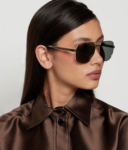60mm Square Aviator Navigator Metal Sunglasses – Double Bridge Unisex