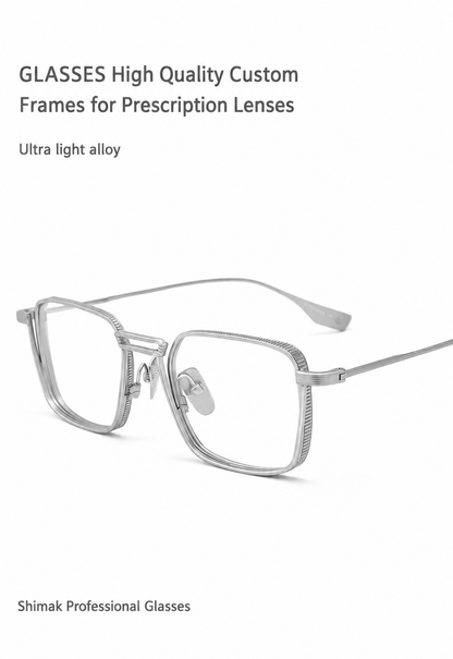 DTX125S Pure Titanium Square Eyeglasses – Lightweight Vintage Metal Frame | 2 Sizes