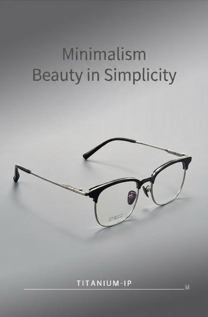 BV1110 Titanium Acetate Browline Eyeglasses – Unisex Retro Square Frame
