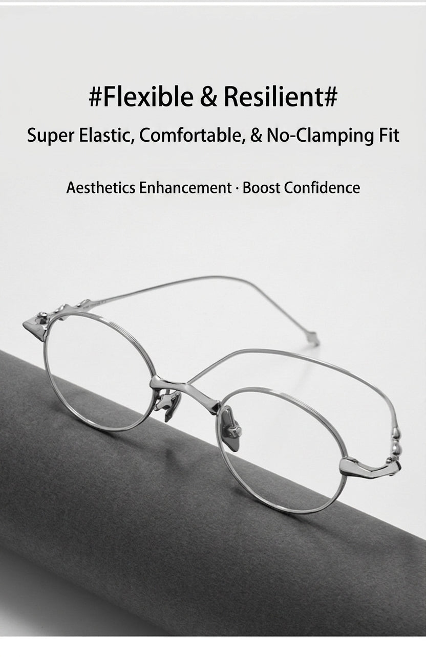 20899Y Oval Titanium & Metal Eyeglasses – 43mm Small Blue Light Glasses
