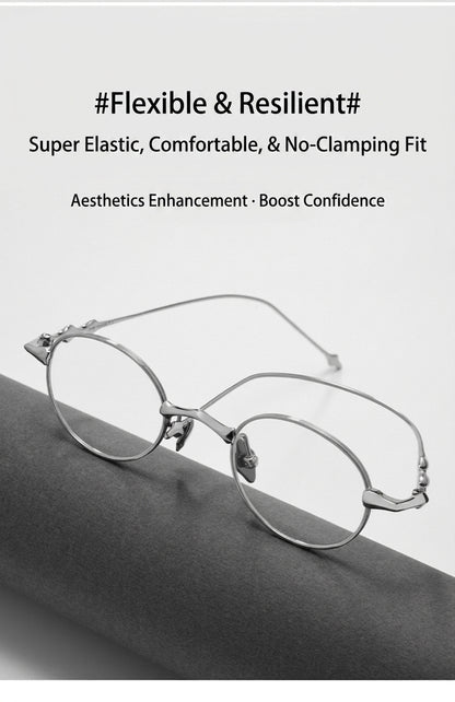 20899Y Oval Titanium & Metal Eyeglasses – 43mm Small Blue Light Glasses