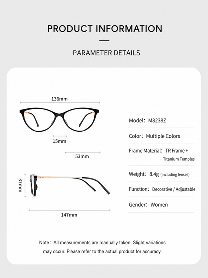 M8238Z Lightweight Cat-Eye Eyeglasses – TR & Titanium Frame