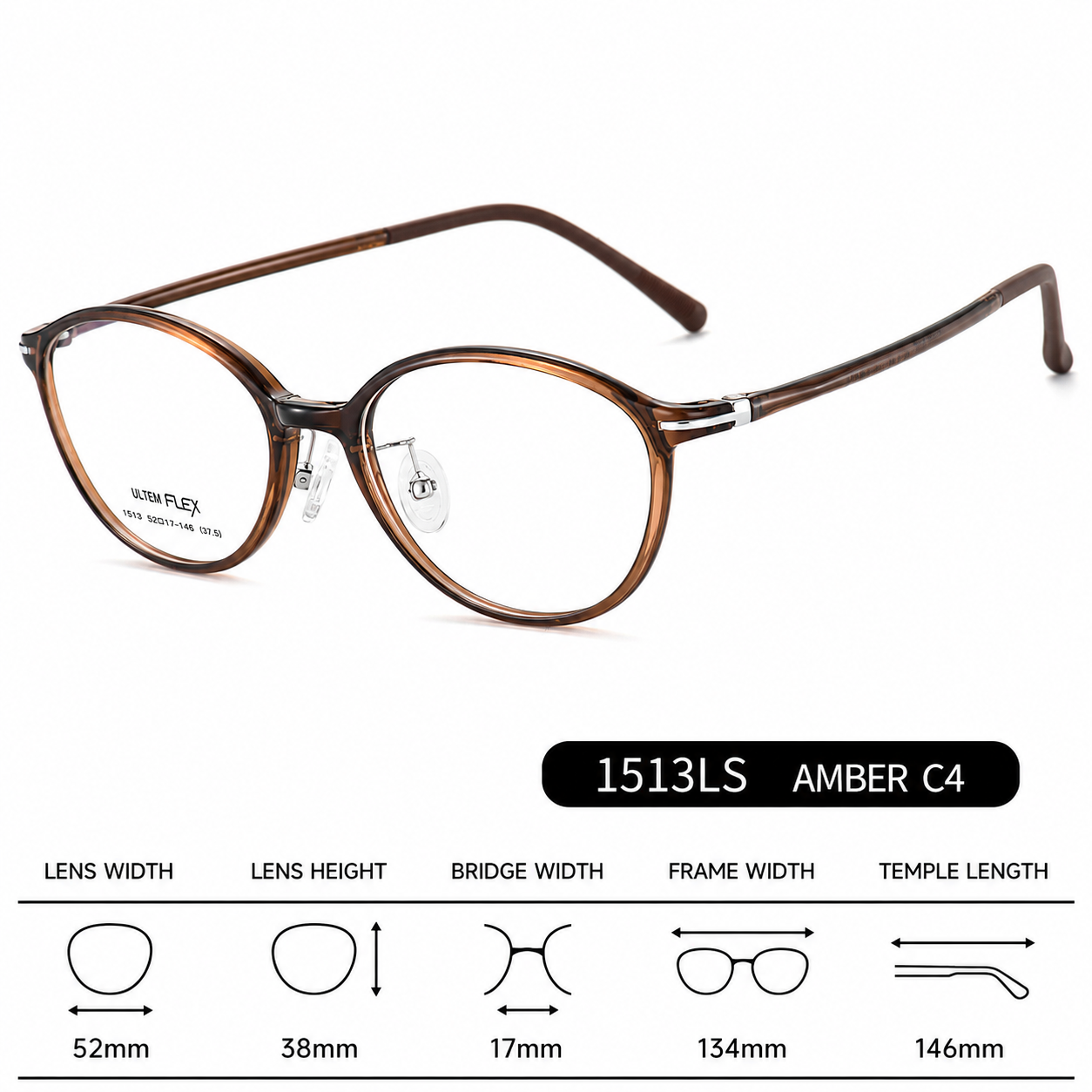 1513 Lightweight Round Eyeglasses – Flexible TR Unisex Optical Frame