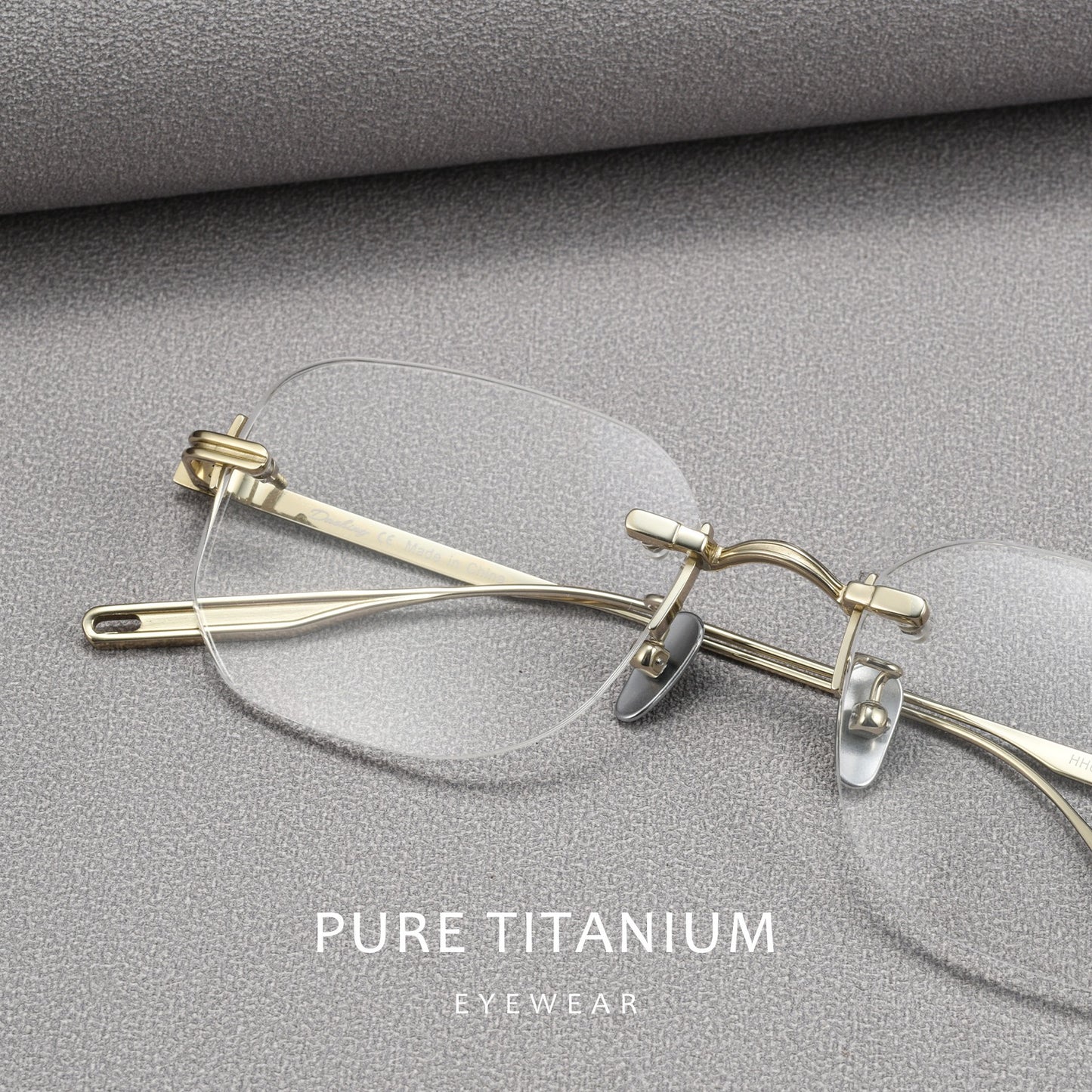 H603H Rimless Rectangle Pure Titanium Eyeglasses – Lightweight Frameless Optical Frame