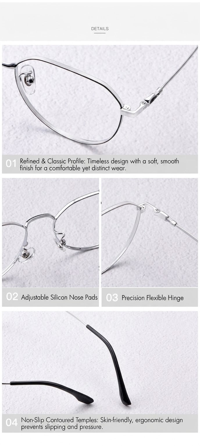 58007 Pure Titanium Geometric Eyeglasses – Lightweight Unisex Optical Frame