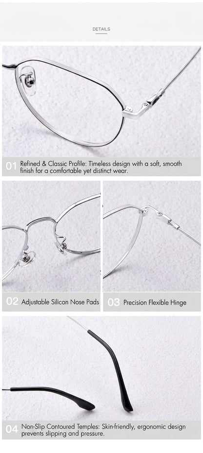 58007 Pure Titanium Geometric Eyeglasses – Lightweight Unisex Optical Frame
