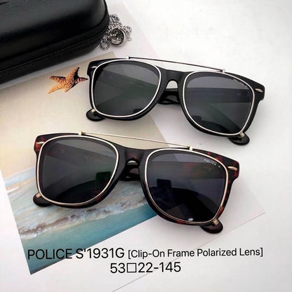 S’1931G Square Optical Frame with Polarized Clip-On Sunglasses – 53mm