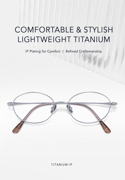 PT08165 Lightweight Titanium Oval Eyeglasses – Unisex 52mm Metal Frame