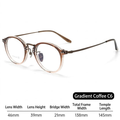 T18276Z Vintage Round Titanium Eyeglasses