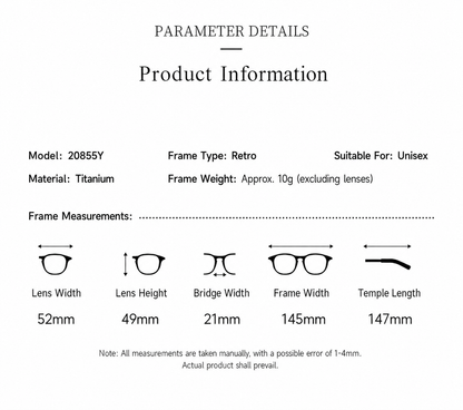 H603H Rimless Rectangle Pure Titanium Eyeglasses – Lightweight Frameless Optical Frame (Copy)