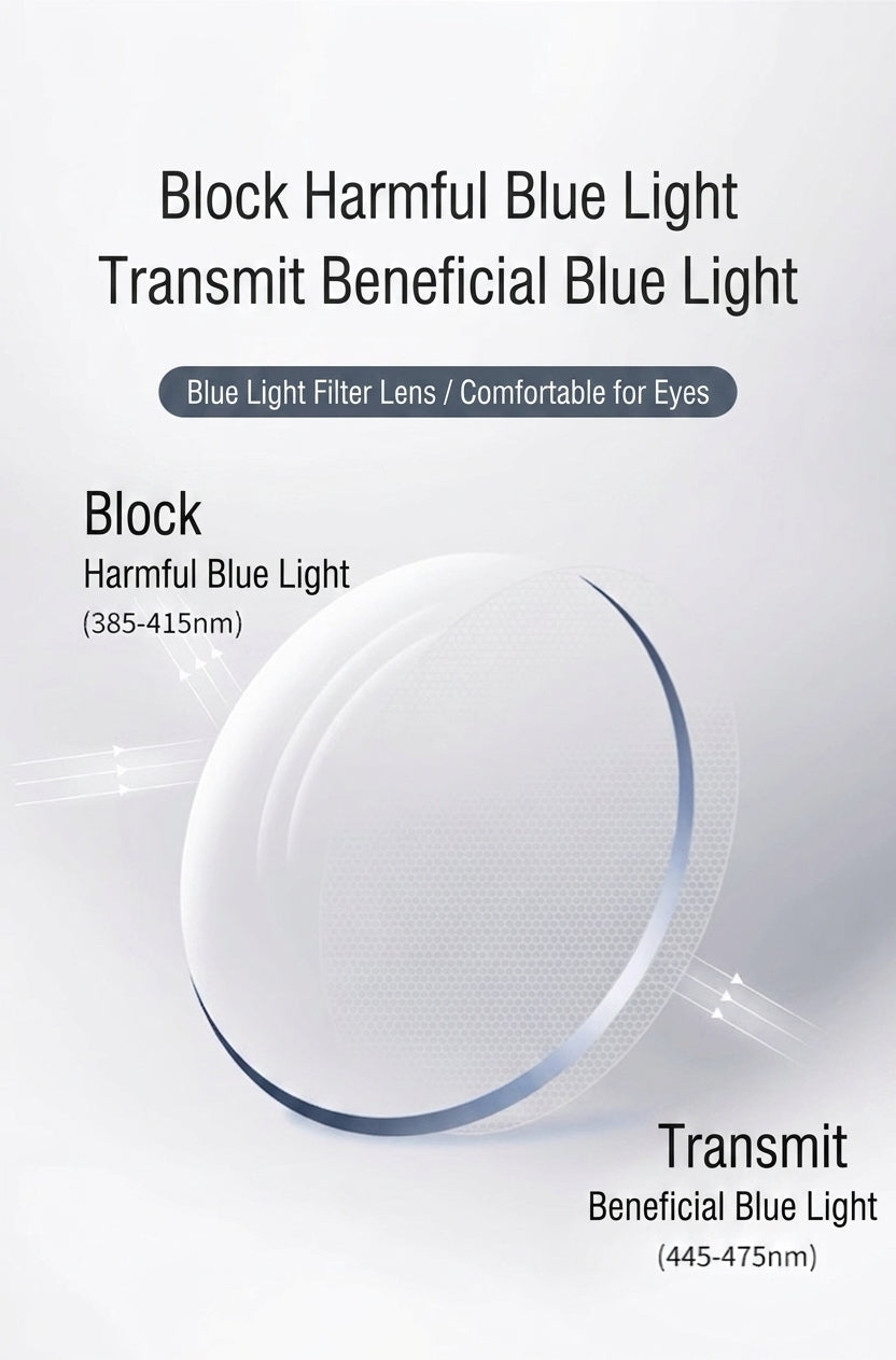 122214Y Lightweight Titanium Browline Square Blue Light Eyeglasses – Unisex