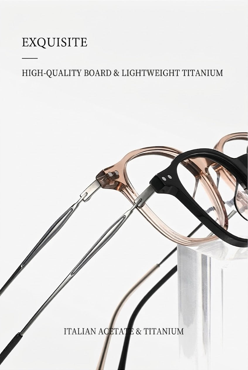 GG507F Acetate & Titanium Retro Eyeglasses – Lightweight Unisex Optical Frame