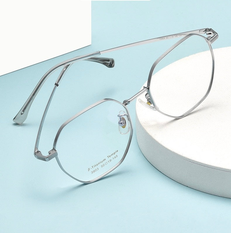 T3903 Lightweight Geometric β-Titanium Eyeglasses – 50mm